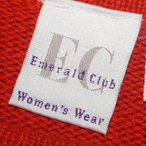 Vintage 90s Orange Pearl Beaded Cotton Knit Sweater Small - Picture 5 of 8